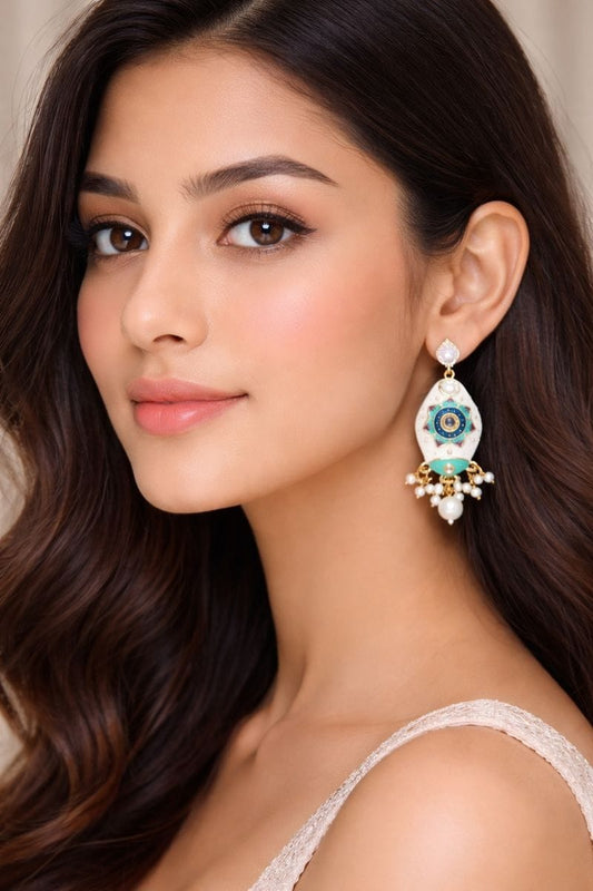 Turquoise Evil Eye Artificial Earrings