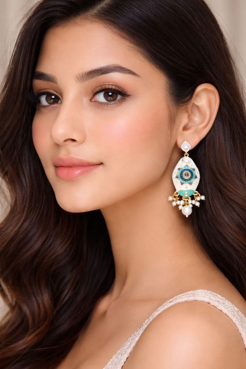 Turquoise Evil Eye Artificial Earrings